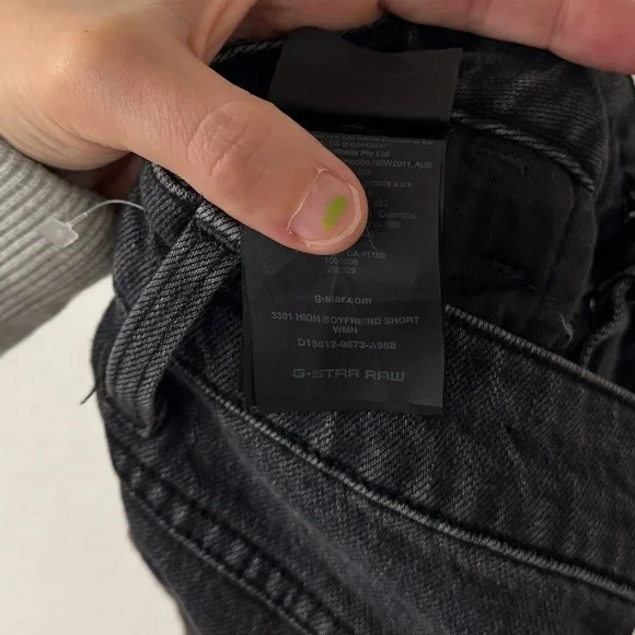 G-Star Raw 3301 High Rise Black Boyfriend Shorts Denim US 24 - Picture 2 of 8
